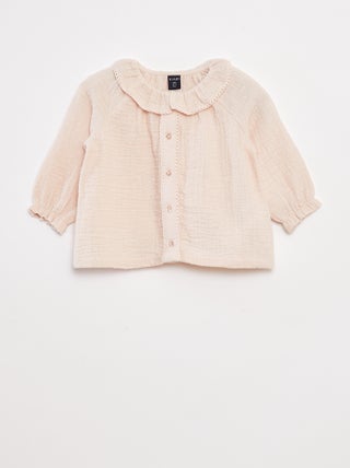 Blusa plumetis in garza di cotone