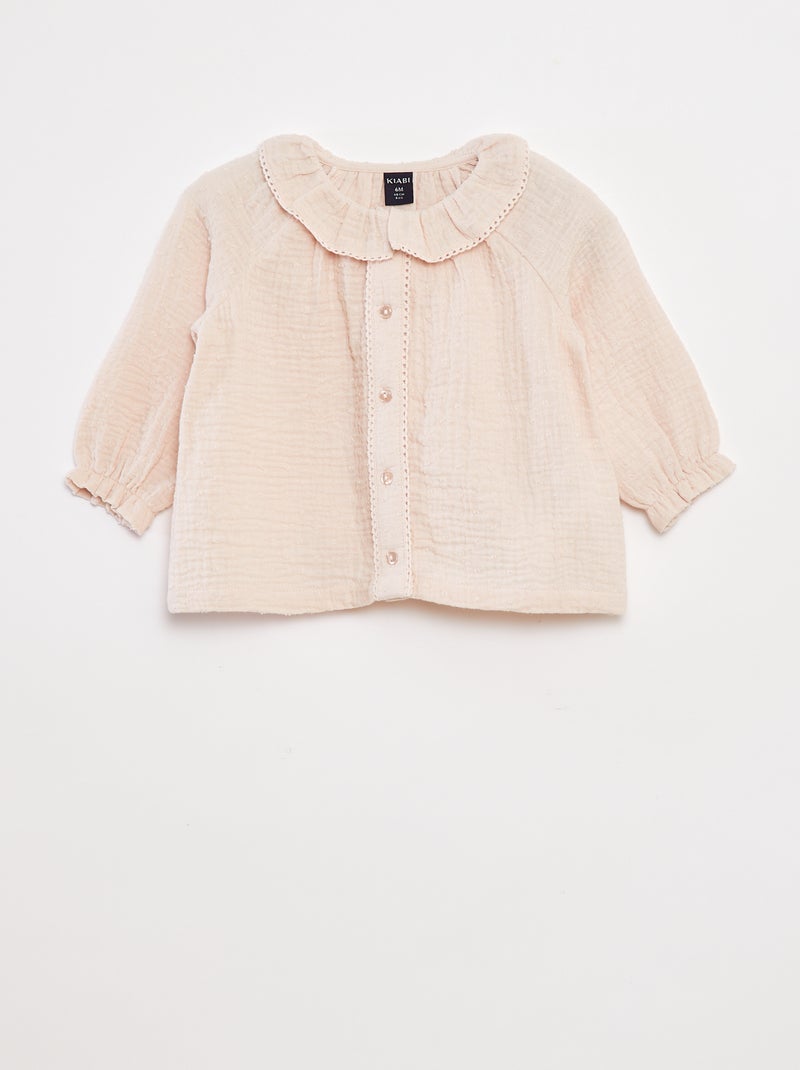 Blusa plumetis in garza di cotone Rosa - Kiabi