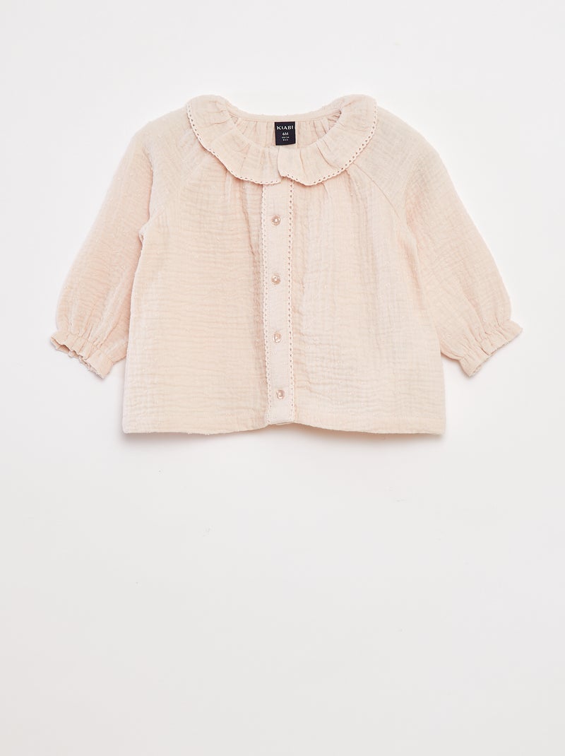Blusa plumetis in garza di cotone Rosa - Kiabi