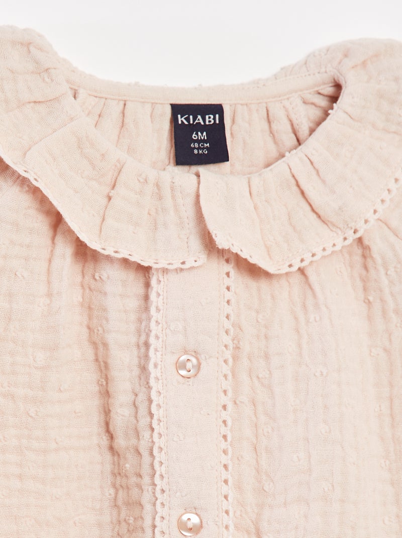 Blusa plumetis in garza di cotone Rosa - Kiabi