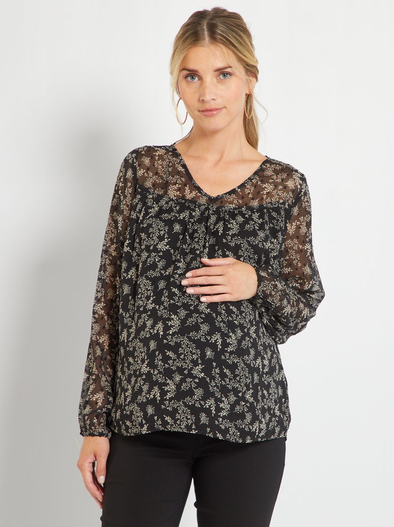 Blusa premaman in plumetis NERO - Kiabi