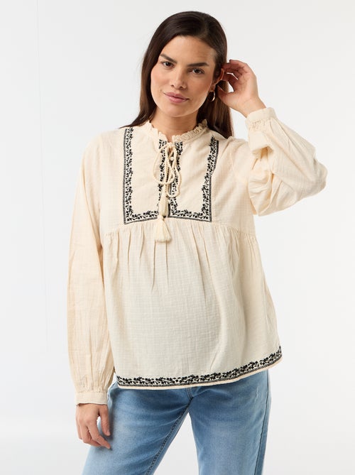 Blusa premaman ricamata in garza di cotone - Kiabi
