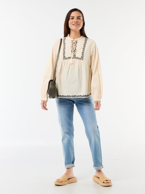 Blusa premaman ricamata in garza di cotone - Kiabi