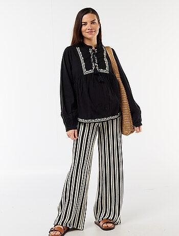 Blusa premaman ricamata in garza di cotone