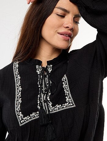 Blusa premaman ricamata in garza di cotone