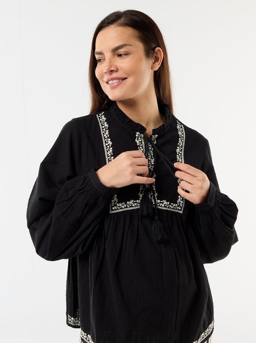 Blusa premaman ricamata in garza di cotone - Kiabi