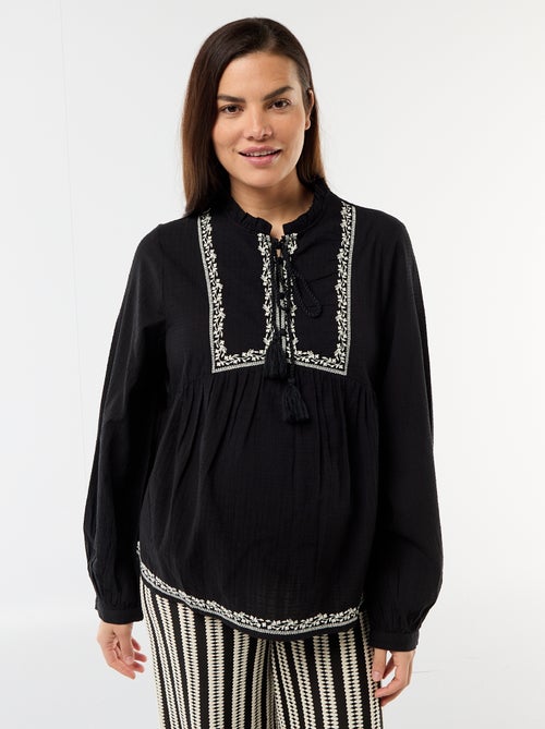 Blusa premaman ricamata in garza di cotone - Kiabi