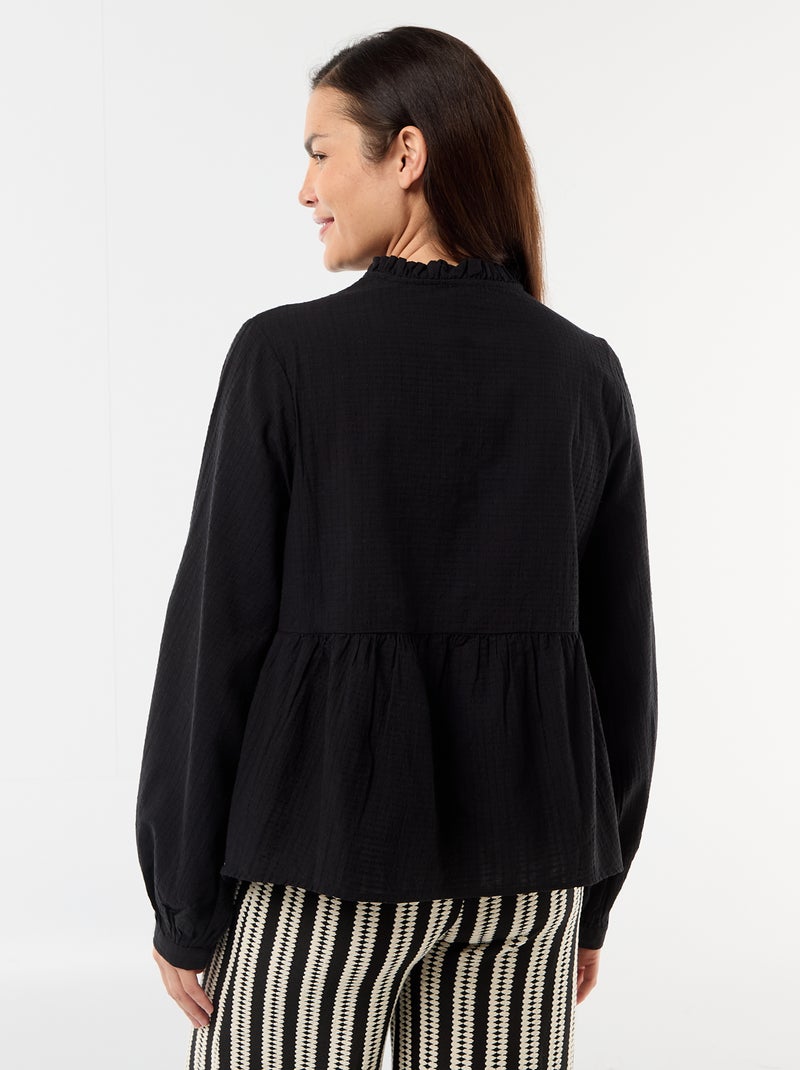 Blusa premaman ricamata in garza di cotone Nero - Kiabi