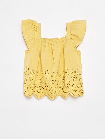 Blusa punto smock con ricamo sangallo