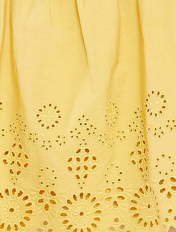 Blusa punto smock con ricamo sangallo