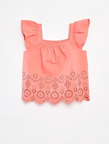 Blusa punto smock con ricamo sangallo