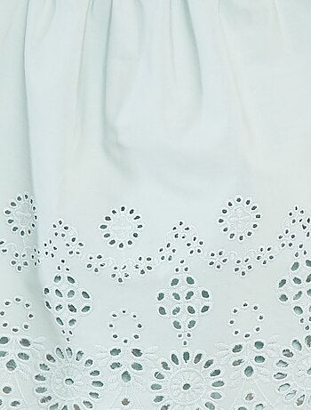 Blusa punto smock con ricamo sangallo