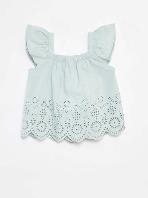 Blusa punto smock con ricamo sangallo - Kiabi