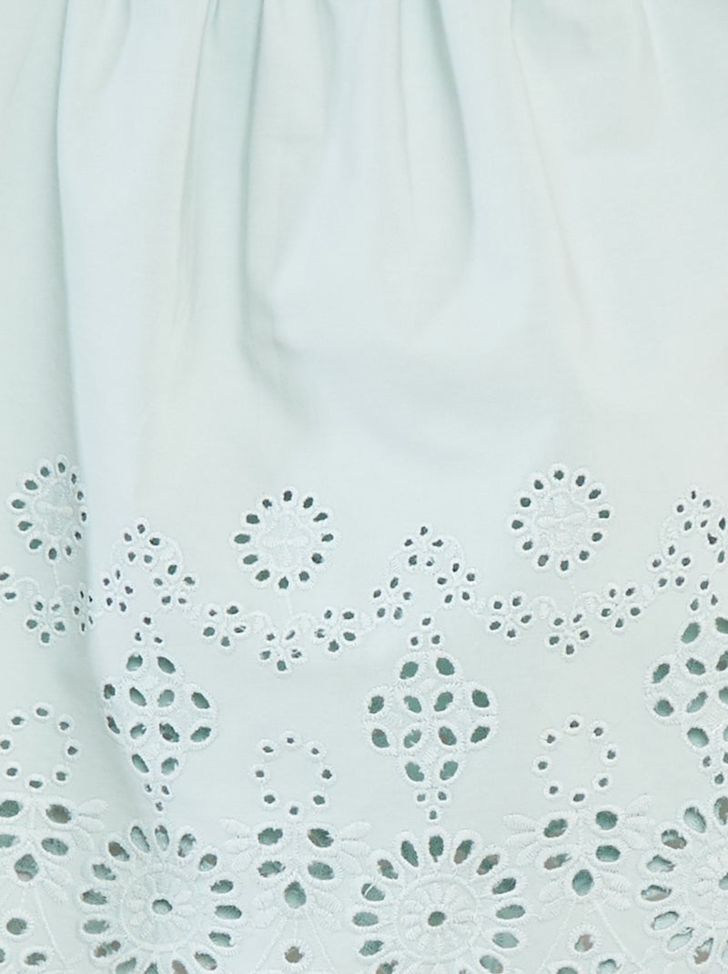 Blusa punto smock con ricamo sangallo Verde - Kiabi