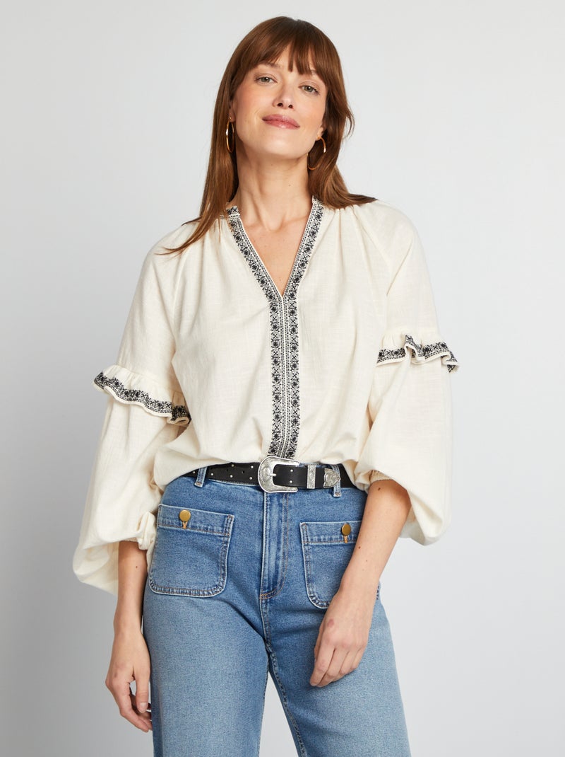 Blusa ricamata BEIGE - Kiabi