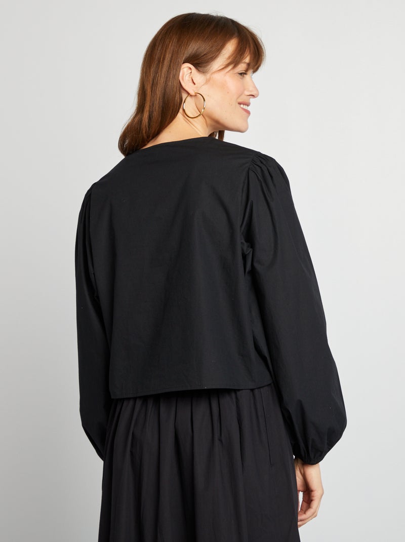 Blusa ricamata con fiocchetti nero - Kiabi