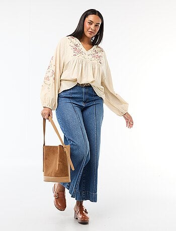 Blusa ricamata con fiori