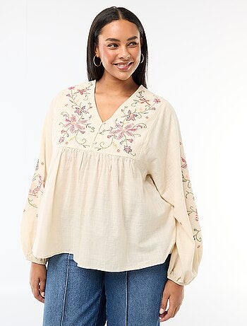 Blusa ricamata con fiori