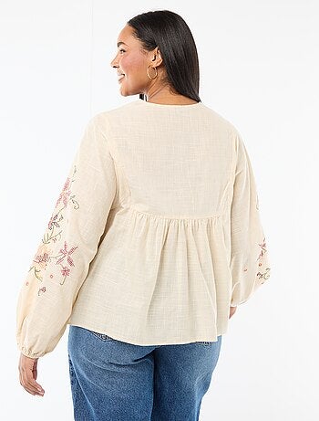 Blusa ricamata con fiori