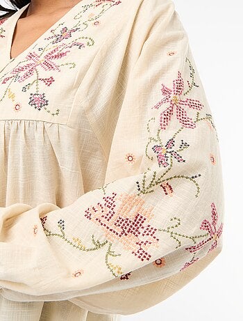 Blusa ricamata con fiori