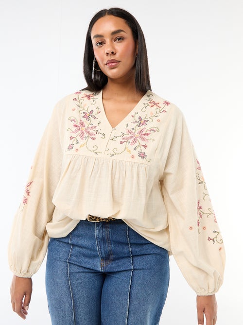 Blusa ricamata con fiori - Kiabi