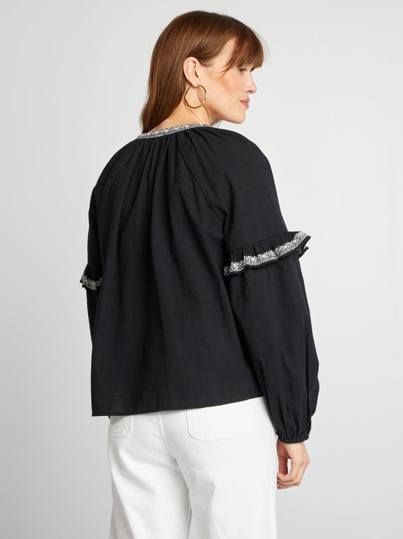 Blusa ricamata NERO - Kiabi
