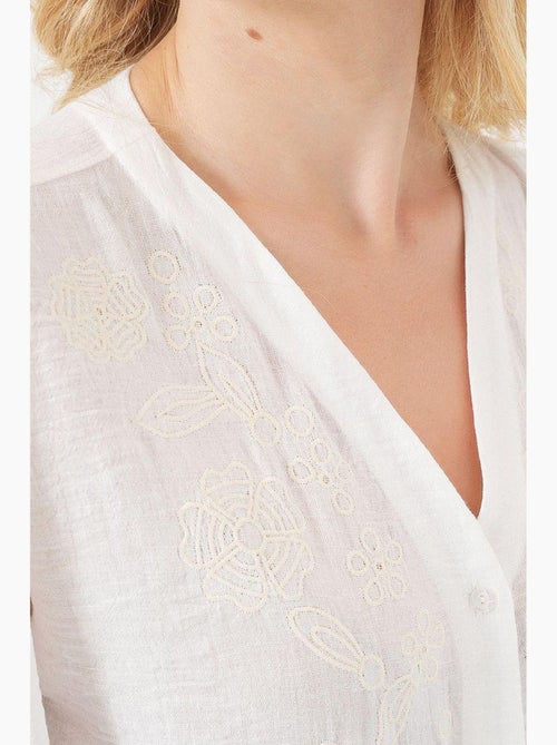 Blusa ricamata scollo a v con bottoni bdart - Kiabi