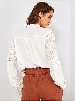 Blusa ricamo inglese - Kiabi