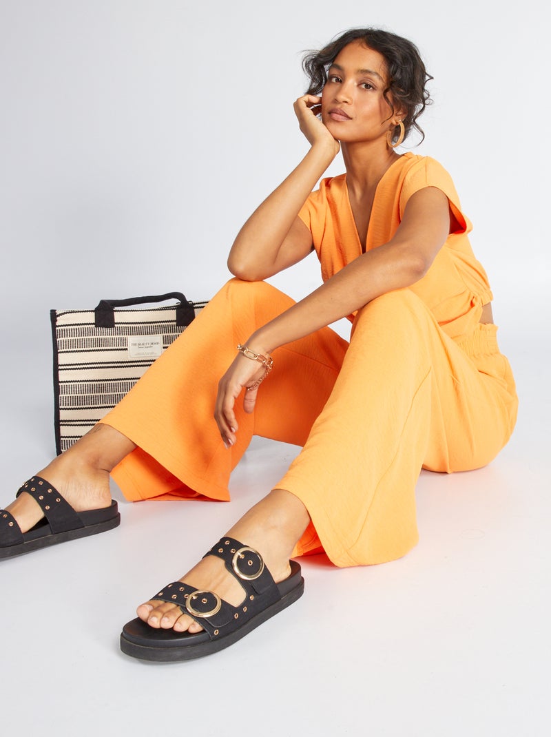 Blusa satinata crop top ARANCIONE - Kiabi