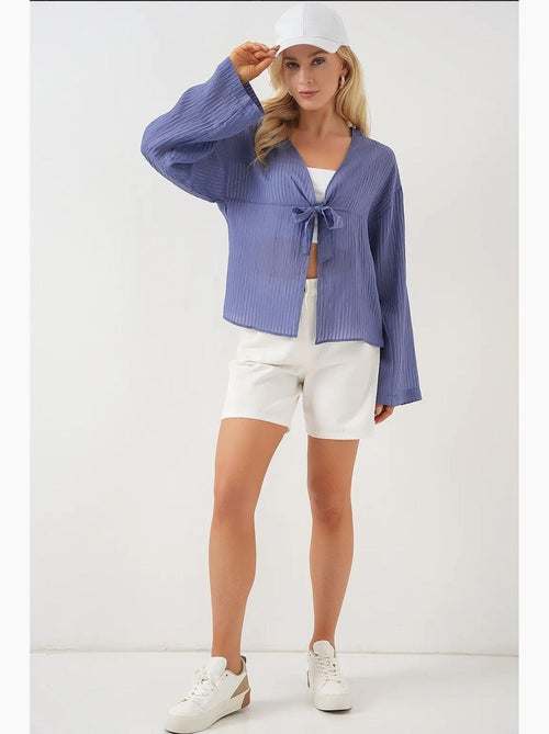 Blusa scollo a v con fiocco bdart - Kiabi Blusa scollo a v con fiocco bdart - Kiabi