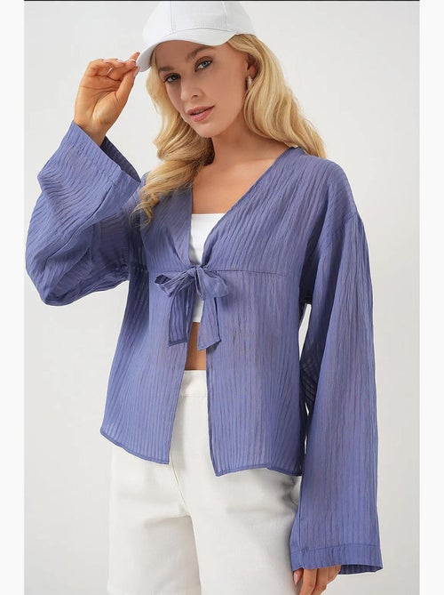 Blusa scollo a v con fiocco bdart - Kiabi Blusa scollo a v con fiocco bdart - Kiabi
