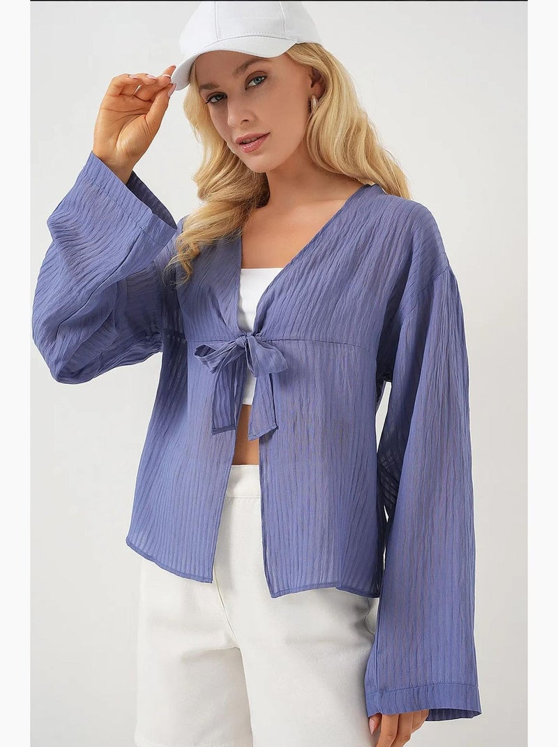 Blusa scollo a v con fiocco bdart Blu scuro - Kiabi
