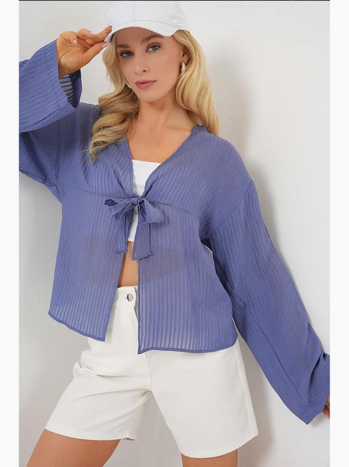Blusa scollo a v con fiocco bdart - Kiabi Blusa scollo a v con fiocco bdart - Kiabi