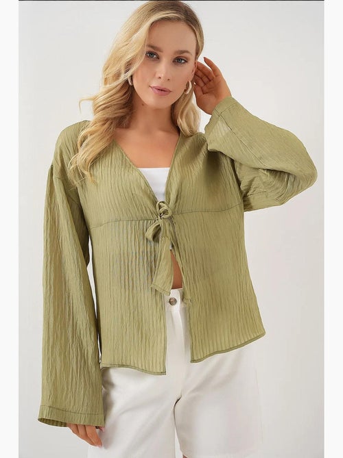 Blusa scollo a v con fiocco bdart - Kiabi Blusa scollo a v con fiocco bdart - Kiabi