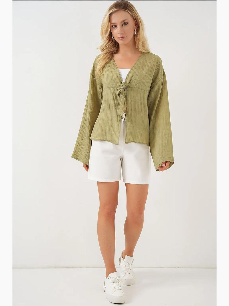 Blusa scollo a v con fiocco bdart Verde pastello - Kiabi