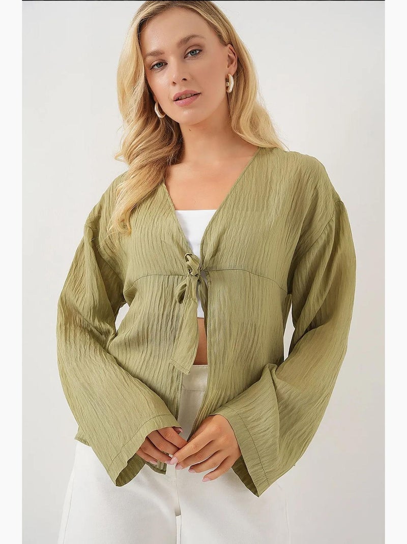 Blusa scollo a v con fiocco bdart Verde pastello - Kiabi