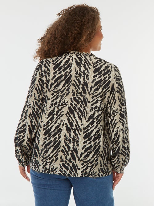 Blusa scollo a V e maniche lunghe con motivo - Kiabi