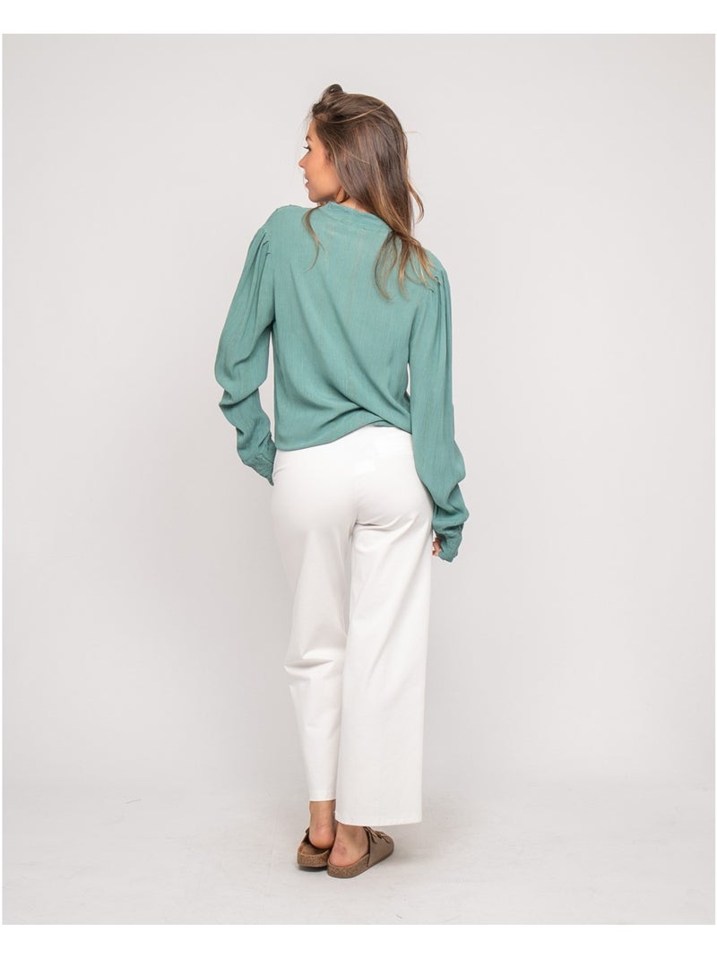 Blusa scollo a V lurex OZAME Verde acqua - Kiabi