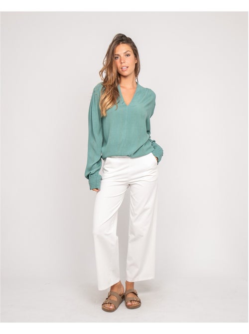Blusa scollo a V lurex OZAME - Kiabi