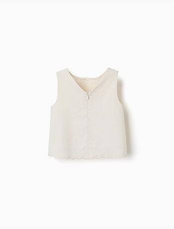 Blusa senza maniche a trapezio con orlo smerlato