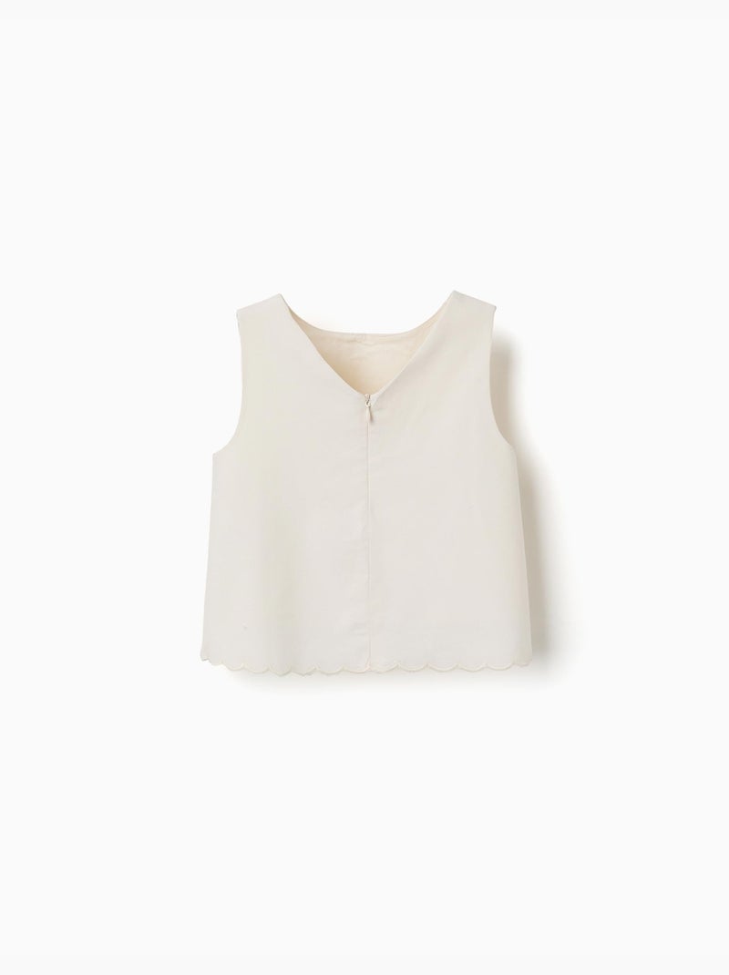 Blusa senza maniche a trapezio con orlo smerlato Bianco - Kiabi