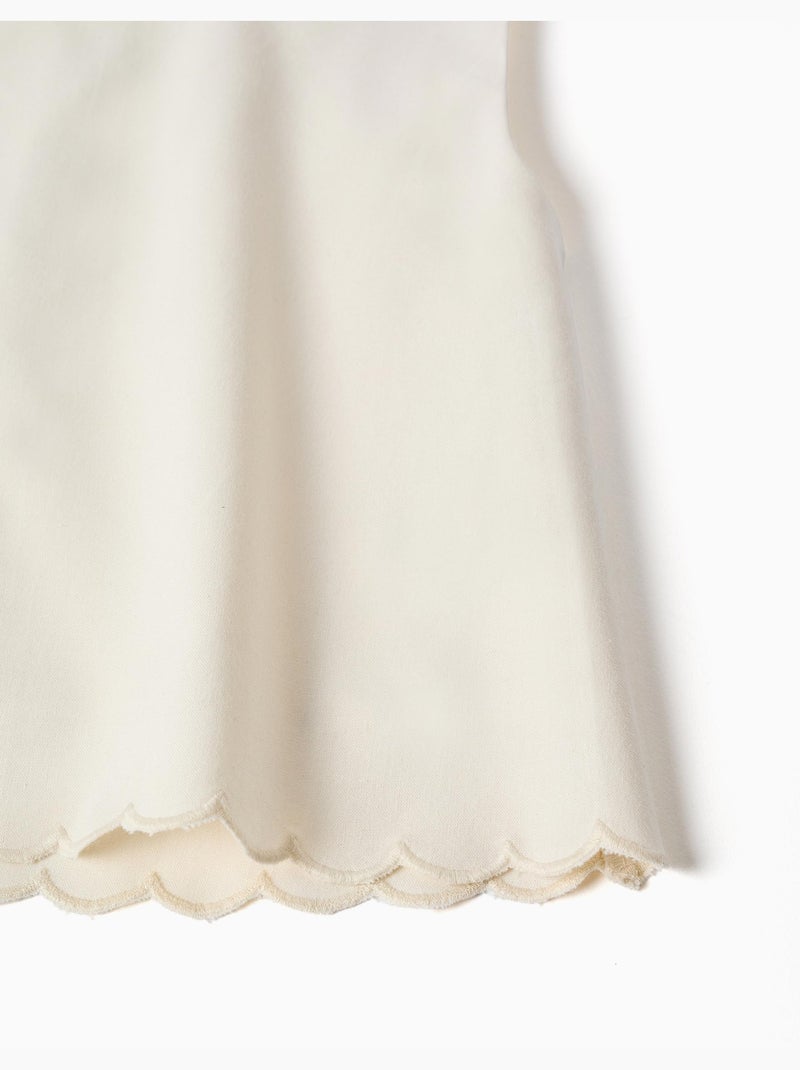 Blusa senza maniche a trapezio con orlo smerlato Bianco - Kiabi