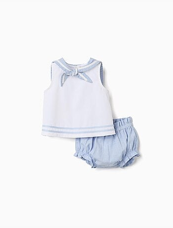 Blusa senza maniche + bloomers in cotone