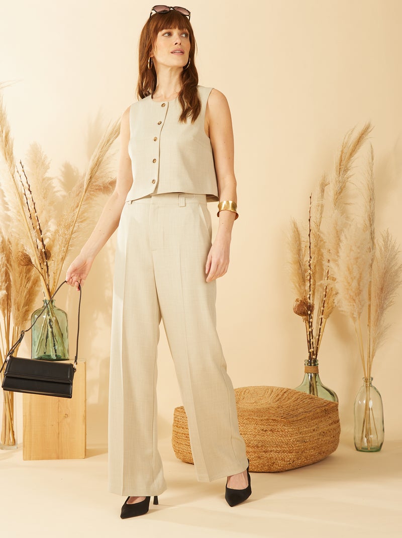 Blusa senza maniche con bottoni BEIGE - Kiabi