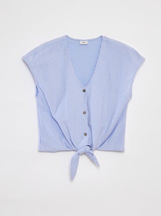 Blusa senza maniche con bottoni e annodata 'JDY'