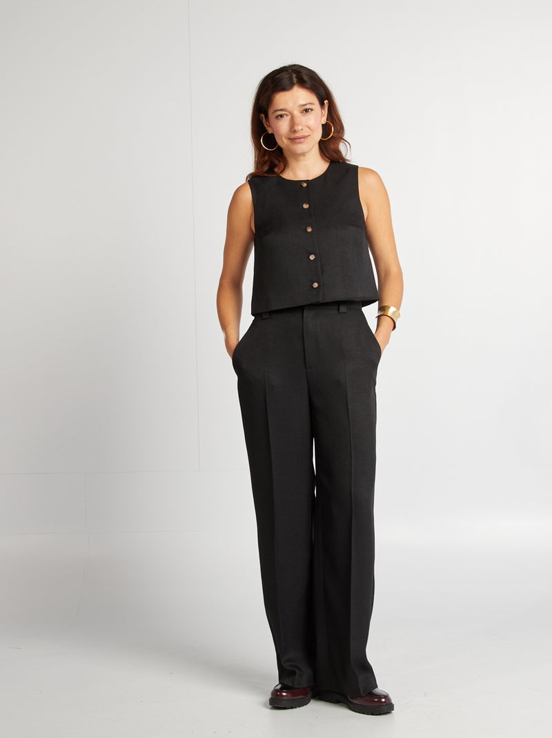 Blusa senza maniche con bottoni nero - Kiabi