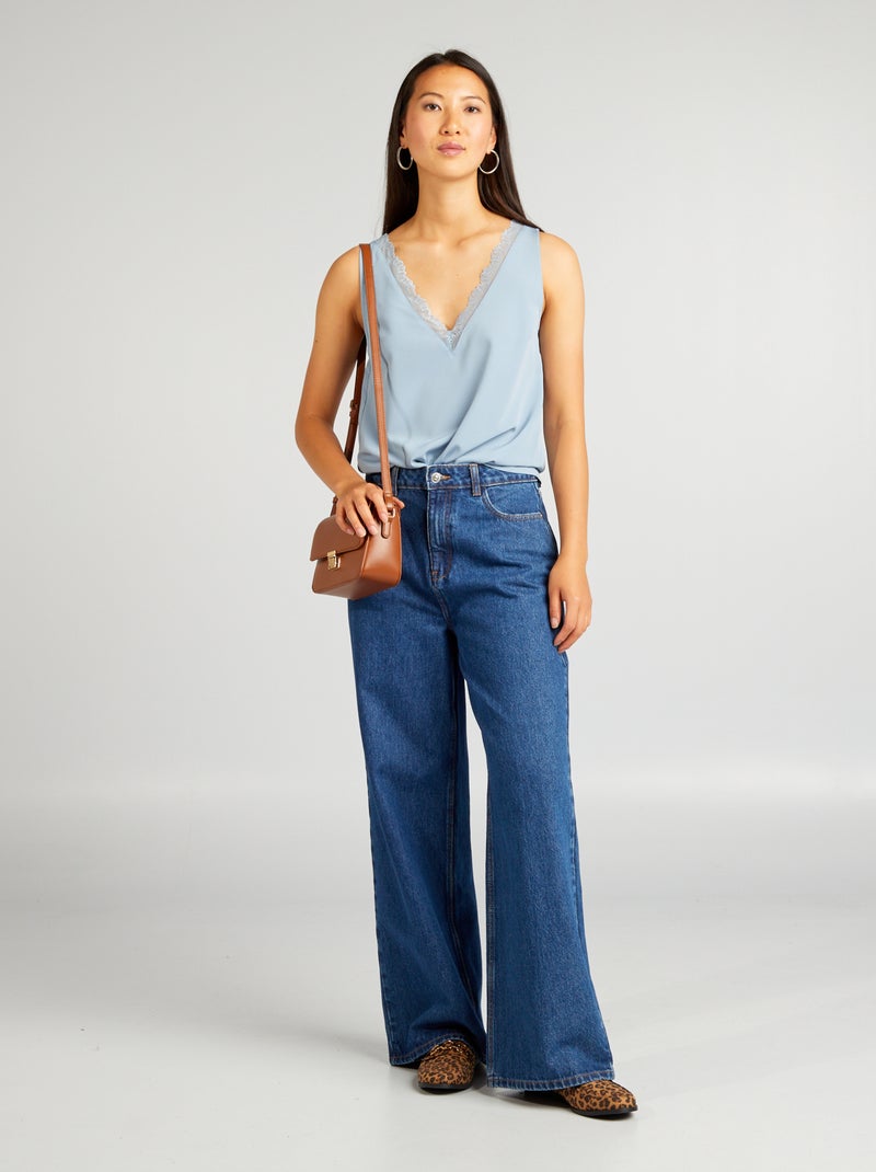 Blusa senza maniche con collo in pizzo BLU - Kiabi