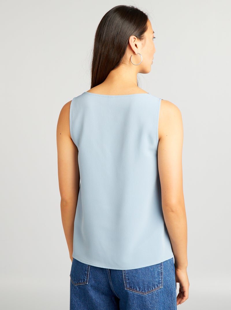 Blusa senza maniche con collo in pizzo BLU - Kiabi