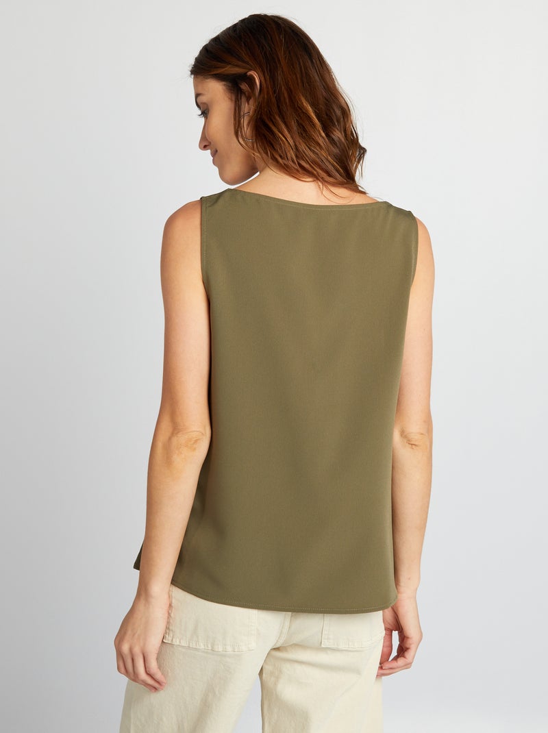 Blusa senza maniche con collo in pizzo KAKI - Kiabi
