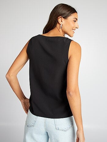 Blusa senza maniche con collo in pizzo
